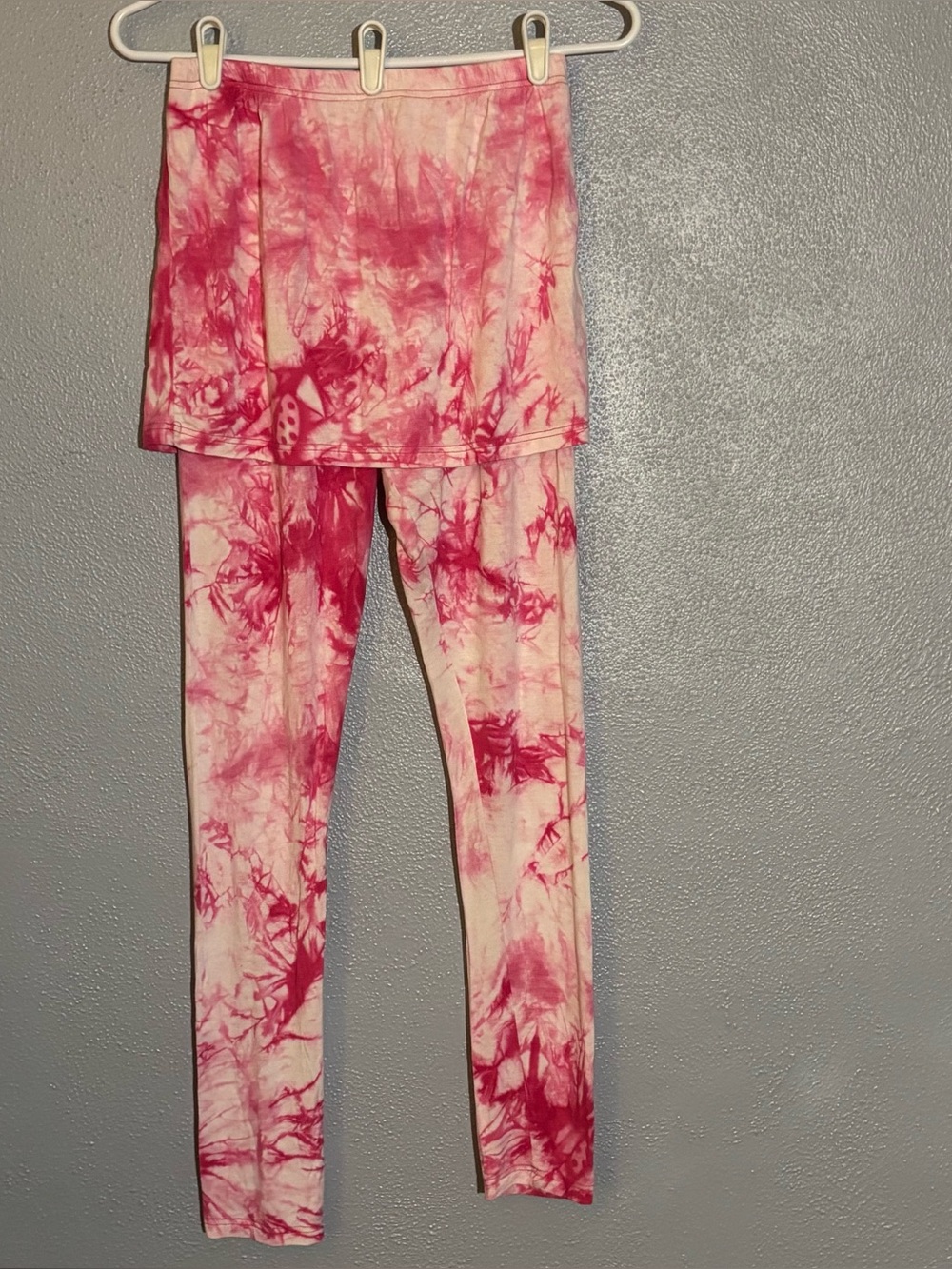 White Mark Active Pink and White Tye Dye Skirt Leggings Womens Size L